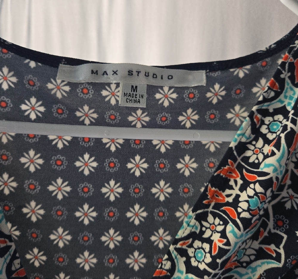 Max Studio Navy and Teal Patterned Maxi Dress - Picture 4 of 4